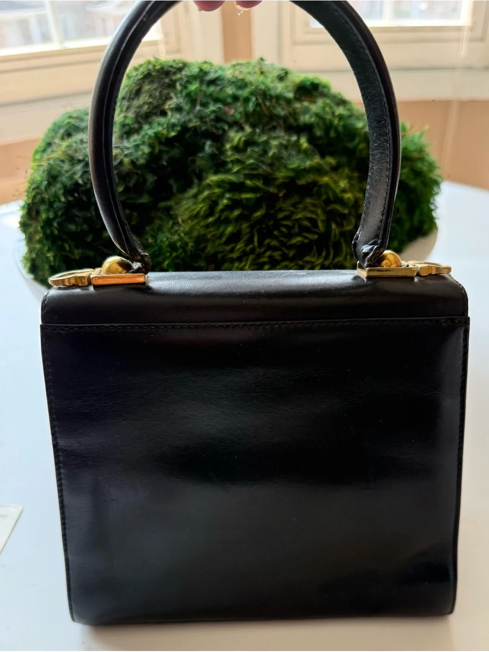 Vintage Ferragamo Black  Top-Handle Bag. Gently worn. Classic style/shape.